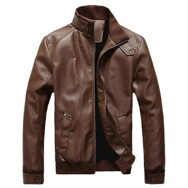 2018 New Fashion Autumn Male Leather Jacket Plus Size 3XL Black Brown Mens Stand Collar PU Coats Leather Biker Jackets