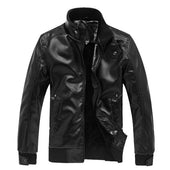 2018 New Fashion Autumn Male Leather Jacket Plus Size 3XL Black Brown Mens Stand Collar PU Coats Leather Biker Jackets