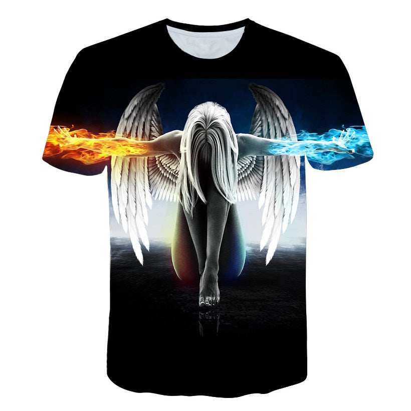 2018 new Big yards New Fashion Brand T-shirt Men/Women Summer 3d Tshirt Print angel T shirt Tops Tee