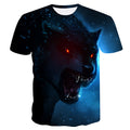 Novelty 3D men wolf t-shirt Cool wolf Printed t shirts summer 3D Short Sleeve Glow in the Dark T-shirts good quality