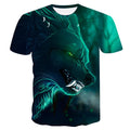 Novelty 3D men wolf t-shirt Cool wolf Printed t shirts summer 3D Short Sleeve Glow in the Dark T-shirts good quality