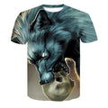 Novelty 3D men wolf t-shirt Cool wolf Printed t shirts summer 3D Short Sleeve Glow in the Dark T-shirts good quality