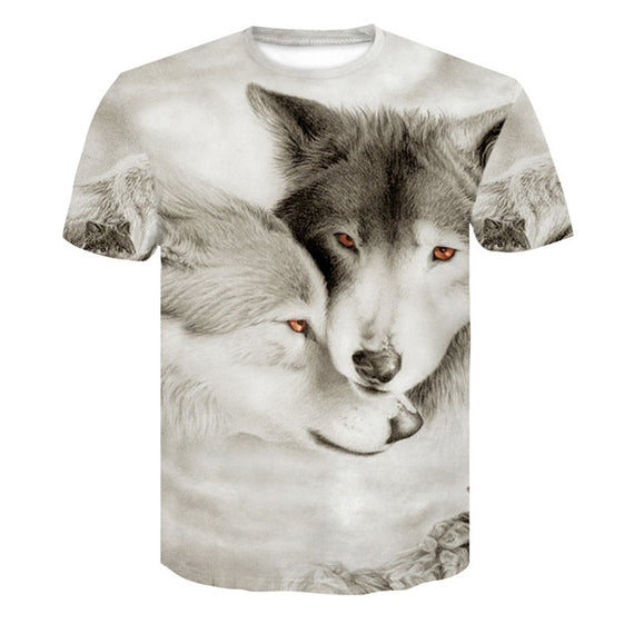 Novelty 3D men wolf t-shirt Cool wolf Printed t shirts summer 3D Short Sleeve Glow in the Dark T-shirts good quality