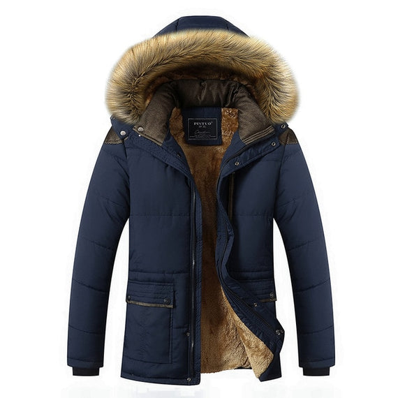 M-5XL Fur Collar Hooded Men Winter Jacket 2018 New Fashion Warm Wool Liner Man Jacket and Coat Windproof Male Parka