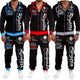 New Men's Casual Tracksuit Two Piece Set Sportswear Elastic Waist Pants Letter Printed Hooded Unique Sports Set Sweat Suit