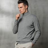 Autumn and winter new high-neck cashmere sweater men's loose large size sweater business casual solid color sweater