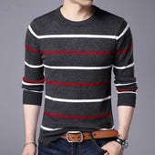 Pullover Men Brand Clothing 2019 Autumn Winter Wool Slim fit Sweater Men Casual Striped Pull Jumper Men