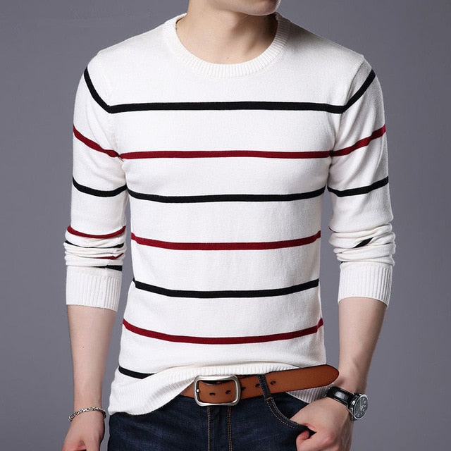 Pullover Men Brand Clothing 2019 Autumn Winter Wool Slim fit Sweater Men Casual Striped Pull Jumper Men