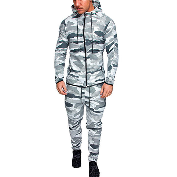 New Fashion Men Set Long Sleeve Camouflage Hoodies Set Male Tracksuit Outdoors Sport Suit Men's Gyms Set Casual Sportswear Suit