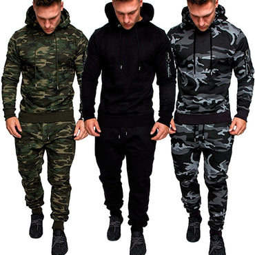 New Fashion Men Set Long Sleeve Camouflage Hoodies Set Male Tracksuit Outdoors Sport Suit Men's Gyms Set Casual Sportswear Suit