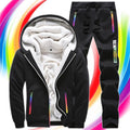 Sweatshirt Men Tracksuit Fleece 2PCS Set Winter Thicken Hoodies + Pants Suit Spring Sportswear Set Male Hoodie Sporting Suits