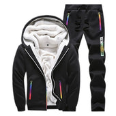 Sweatshirt Men Tracksuit Fleece 2PCS Set Winter Thicken Hoodies + Pants Suit Spring Sportswear Set Male Hoodie Sporting Suits