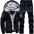 Sweatshirt Men Tracksuit Fleece 2PCS Set Winter Thicken Hoodies + Pants Suit Spring Sportswear Set Male Hoodie Sporting Suits