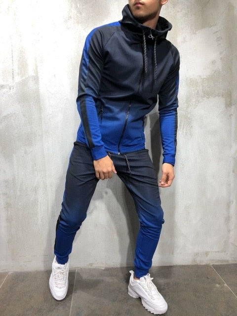 Men's Sportswear Two Piece Set Mens Casual Hooded Sports Wear Men's Tracksuit Training Sweat Suit Men Track Suit M-3XL