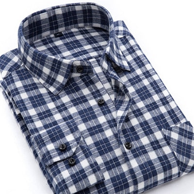 New 2018 fashion plaid shirt men Flannel furn-Down Collar long sleeve Slim Comfortable man shirt chemise homme Asia size 38-44