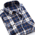 New 2018 fashion plaid shirt men Flannel furn-Down Collar long sleeve Slim Comfortable man shirt chemise homme Asia size 38-44