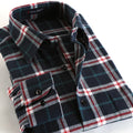 New 2018 fashion plaid shirt men Flannel furn-Down Collar long sleeve Slim Comfortable man shirt chemise homme Asia size 38-44