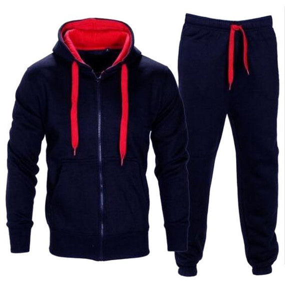 Tracksuit Men 2019 Autumn Sportwear Fashion Mens Set 2PC Zipper Hooded Sweatshirt Jacket+Pant Moleton Masculino Sets