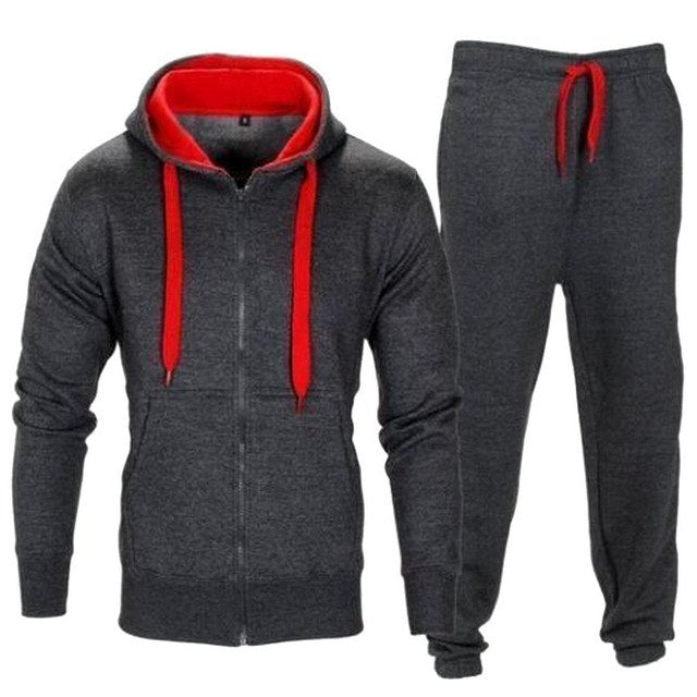 Tracksuit Men 2019 Autumn Sportwear Fashion Mens Set 2PC Zipper Hooded Sweatshirt Jacket+Pant Moleton Masculino Sets