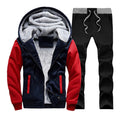 Men's Winter Casual Sportwear Suits 2018 Letter Print Men tracksuit jacket + pants sweatshirt set Thick Zipper fleece warm