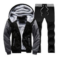 Men's Winter Casual Sportwear Suits 2018 Letter Print Men tracksuit jacket + pants sweatshirt set Thick Zipper fleece warm