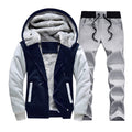 Men's Winter Casual Sportwear Suits 2018 Letter Print Men tracksuit jacket + pants sweatshirt set Thick Zipper fleece warm