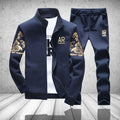 Mens Tracksuit Outwear Hoodie Set 2 pieces Autumn sporting track suit male Fitness Stand Collar Sweatshirts Jacket+Pants Sets