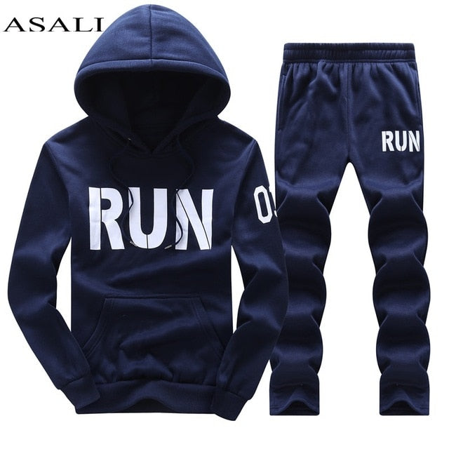 Mens tracksuit Set 2019 sportswear Exercise hoodies Suit Autumn Winter Men Sweatshirt Jogger Pants Set Sudaderas Hombre