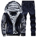 Fur Fleece Men Camouflage Set Winter Brand Warm Hooded Hoodies 2019 Jacket Cardigan Tracksuit Male 2 PCS Jacket+Pants Patchwork