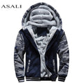 Fur Fleece Men Camouflage Set Winter Brand Warm Hooded Hoodies 2019 Jacket Cardigan Tracksuit Male 2 PCS Jacket+Pants Patchwork