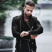 5XL Men's Motorcycle PU Leather Jackets Men Leather Autumn Winter Slim Fit Jackets Male Business Fitness Casual Coats