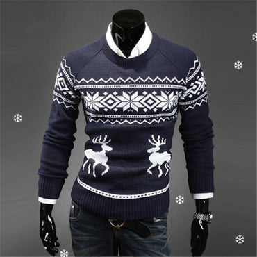 2019 England style men sweater Deer Pullovers reindeer sweater Slim O-Neck men sweater fashion men Christmas sweaters