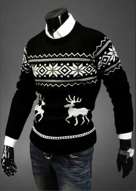 2019 England style men sweater Deer Pullovers reindeer sweater Slim O-Neck men sweater fashion men Christmas sweaters