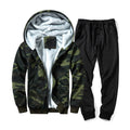 Winter Thicken Camouflage Male Tracksuit Sets Sweat Track Sporting Suit for Men Sweatsuit Military Velvet Coats Jacket Plus Size