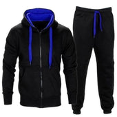 Men's Set 2019 Autumn Sportwear Fashion Mens Set 2PC Tracksuit Zipper Hooded Sweatshirt Jacket+Pant Moleton Masculino Set