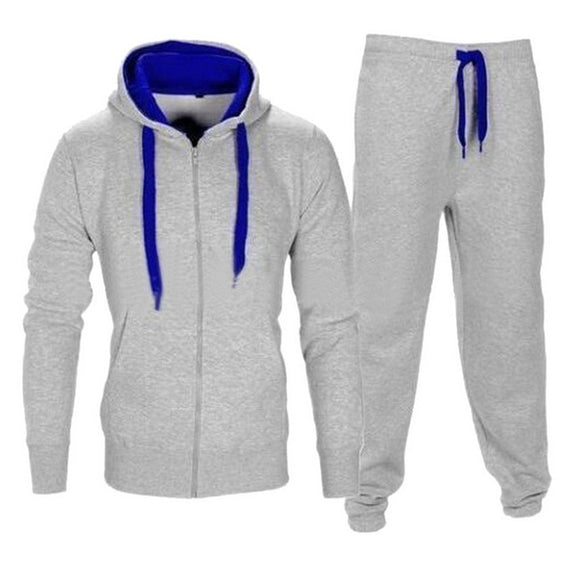 Men's Set 2019 Autumn Sportwear Fashion Mens Set 2PC Tracksuit Zipper Hooded Sweatshirt Jacket+Pant Moleton Masculino Set